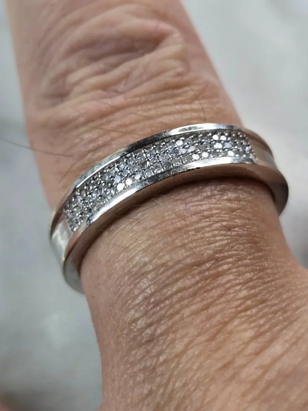 Mens Vintage Estate 10k White Gold Diamond Ring 3.4g #E5743